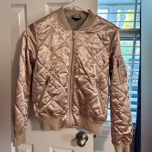 Topshop Shimmering Satin Jacket in Light Brown